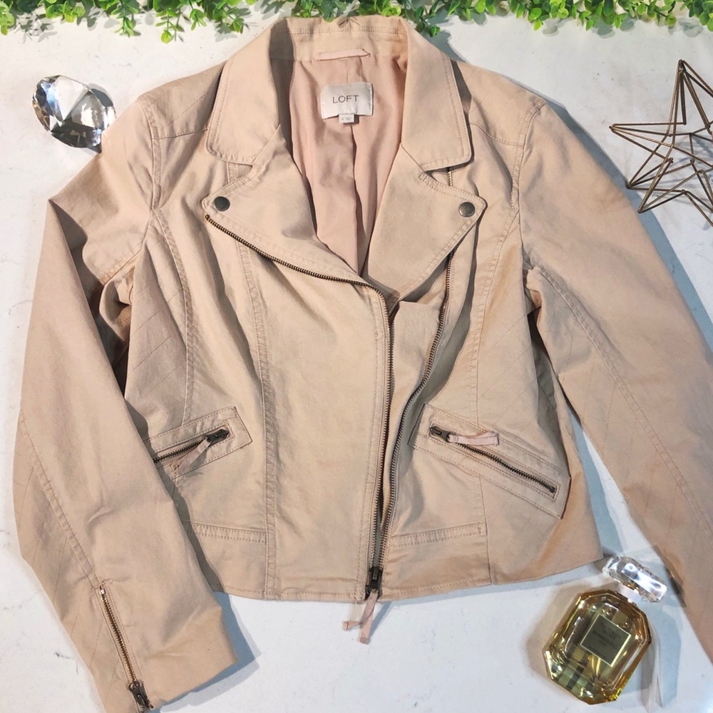 Ann Taylor Loft nude|cream moto jacket size M